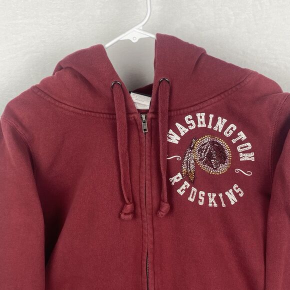 NFL Washington Redskins Zip Up Sweater Womens Large Red Hooded Sweatshirt - Picture 3 of 8